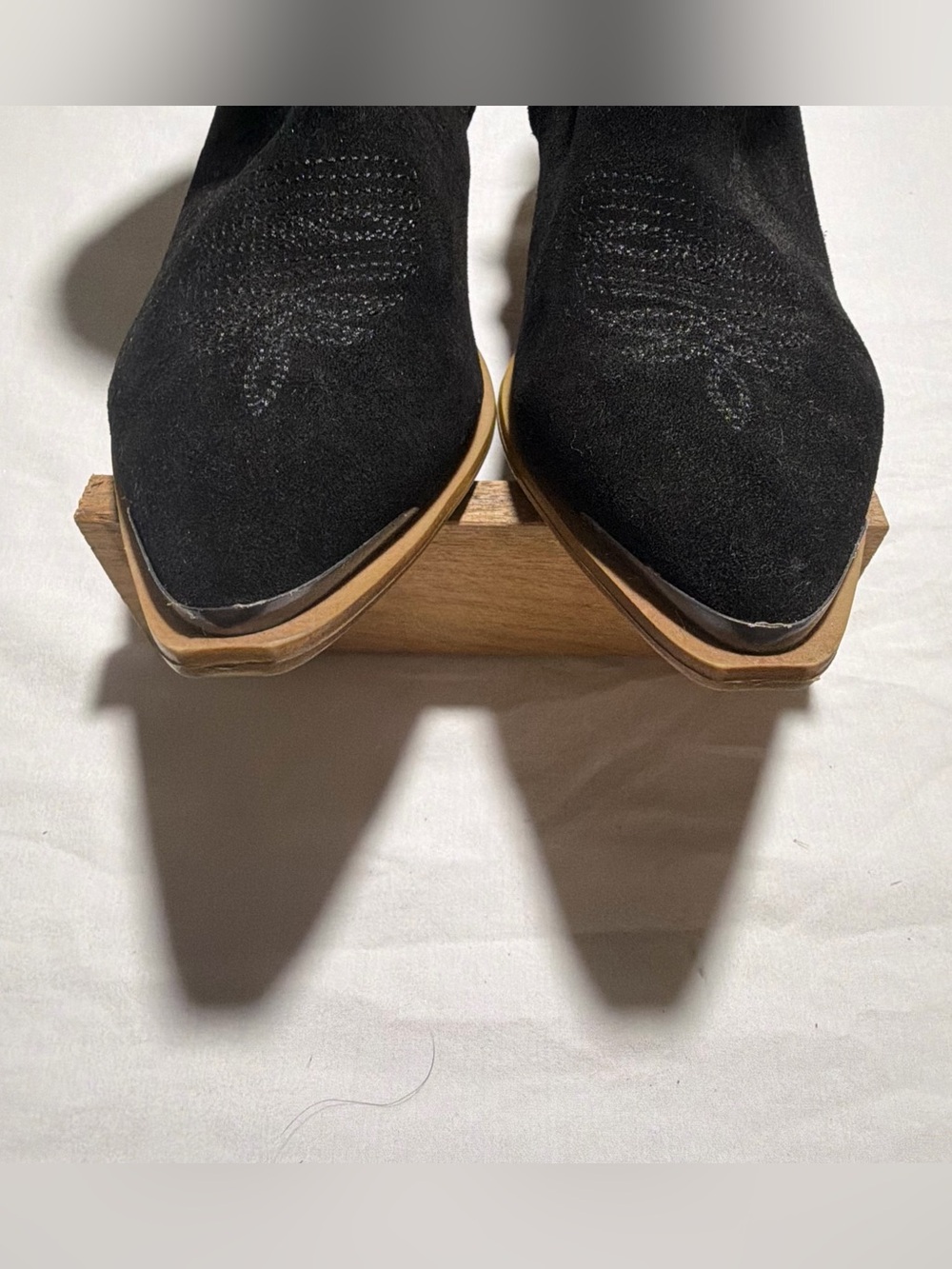Dingo Black Suede Ankle Boots with Cowhide Heel Accent - Picture 6 of 9